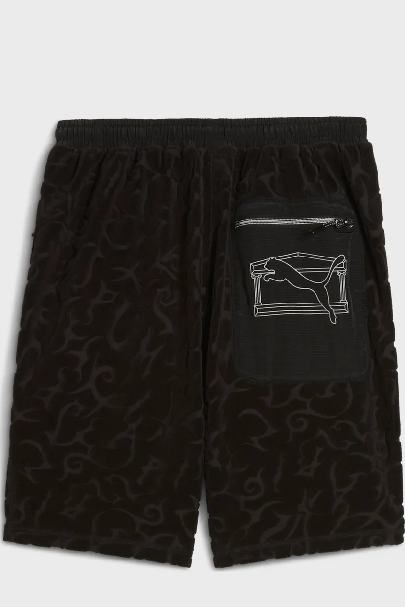 Чорні шорти з візерунком PUMA x ARIES Towelling Shorts Unisex