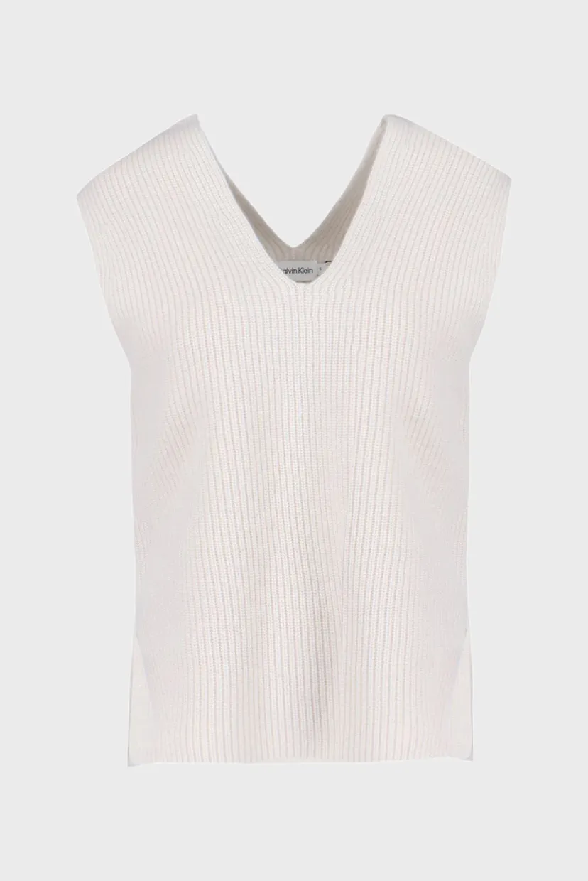Жіночий білий вовняний жилет RECYCLED WOOL RIB 6