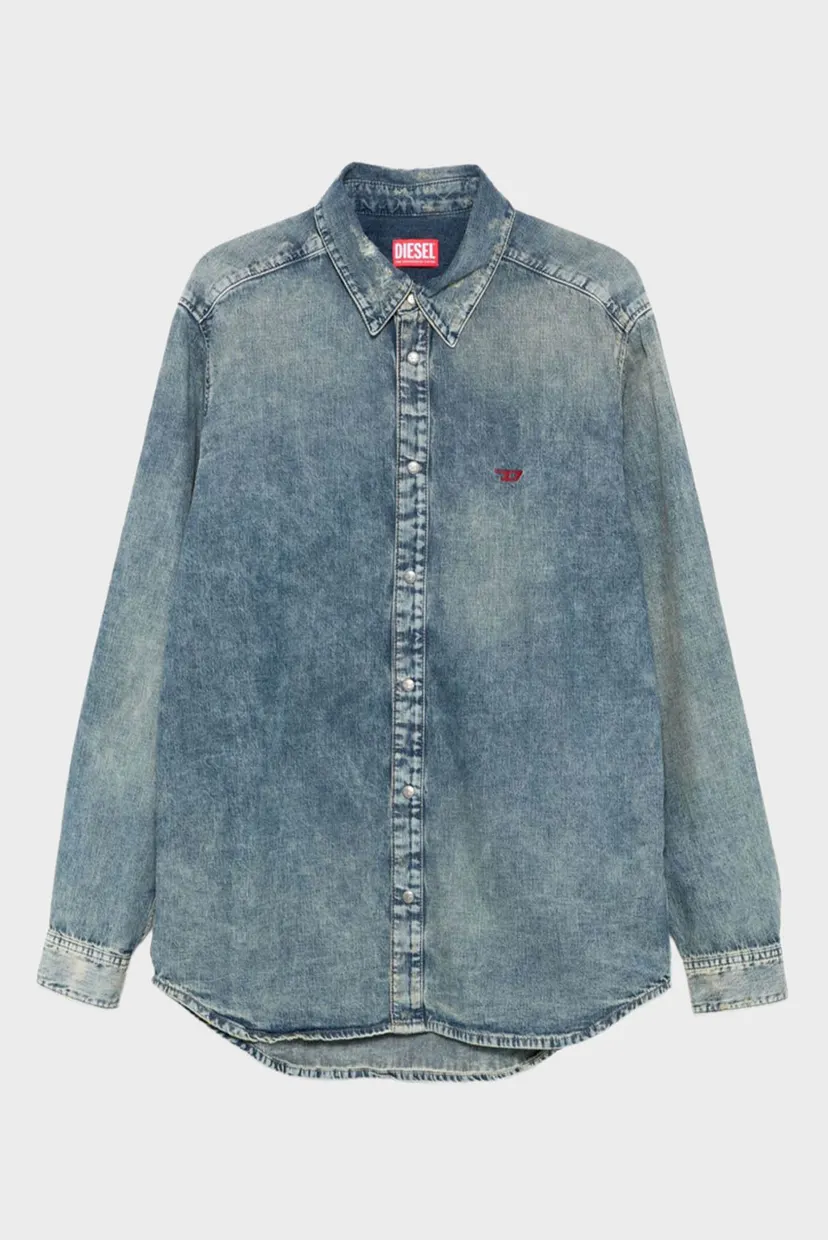 Мужская голубая джинсовая рубашка CAMICIA 5