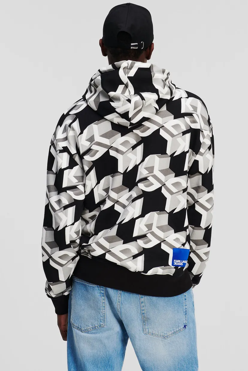 Чоловіче чорне худі з візерунком KLJ RELAXED MONOGRAM HOODIE 3