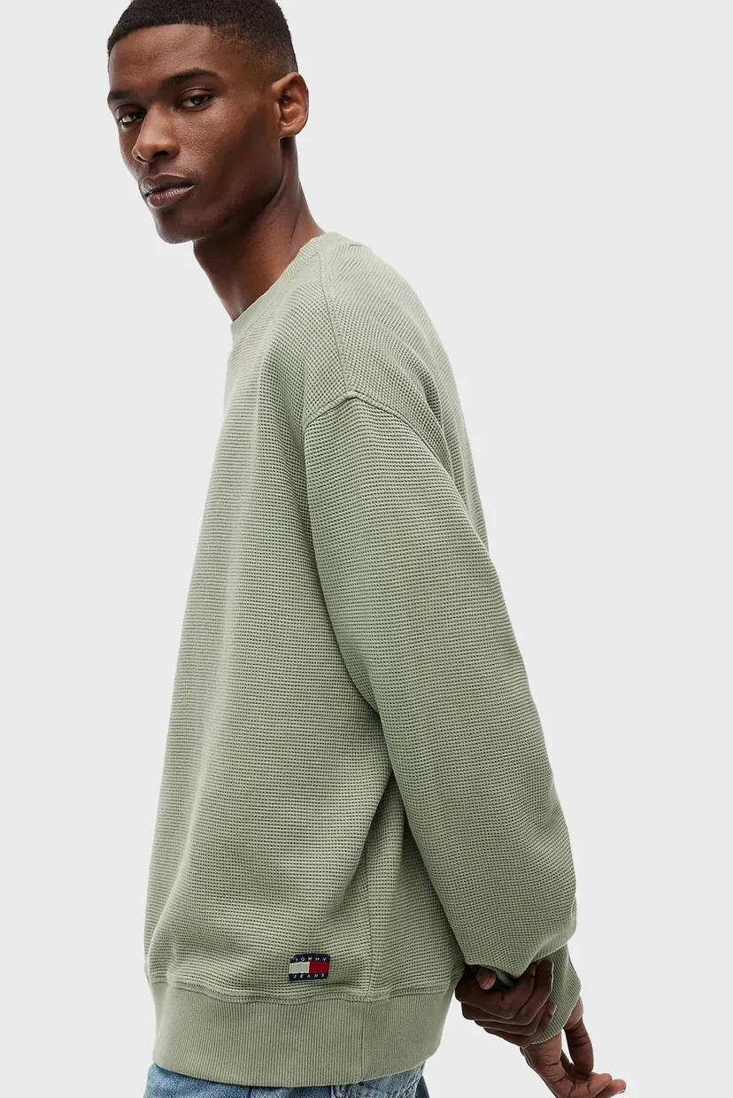 Мужской оливковый свитшот RLX WASHED WAFFLE CREW EXT 3