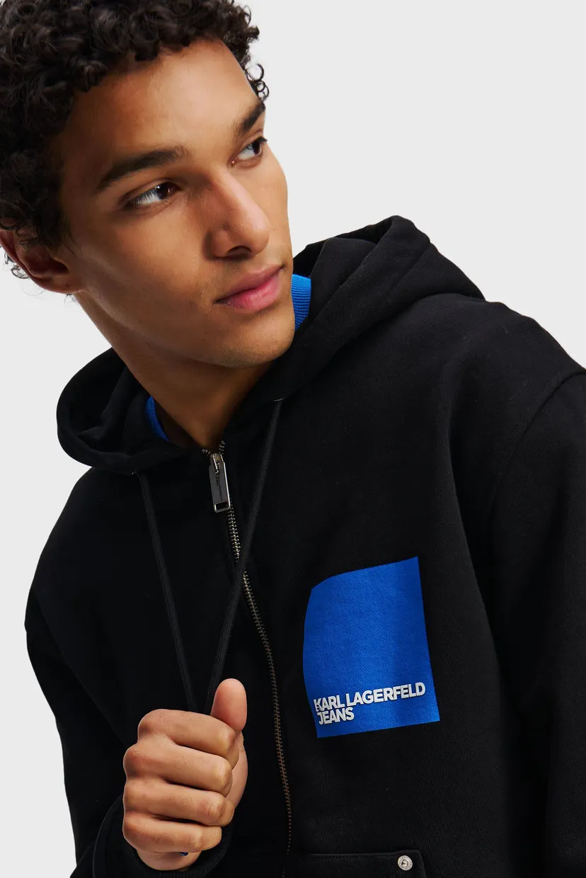 Мужское черное худи KLJ REG BOX LOGO ZIP HOODIE 4