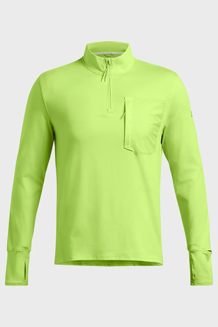 Чоловічий салатовий лонгслів UA TRAIL RUN QUARTER ZIP 5