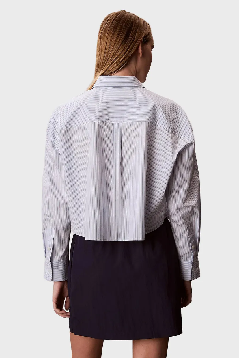 Женская голубая рубашка в полоску YARNDYE CROPPED 4