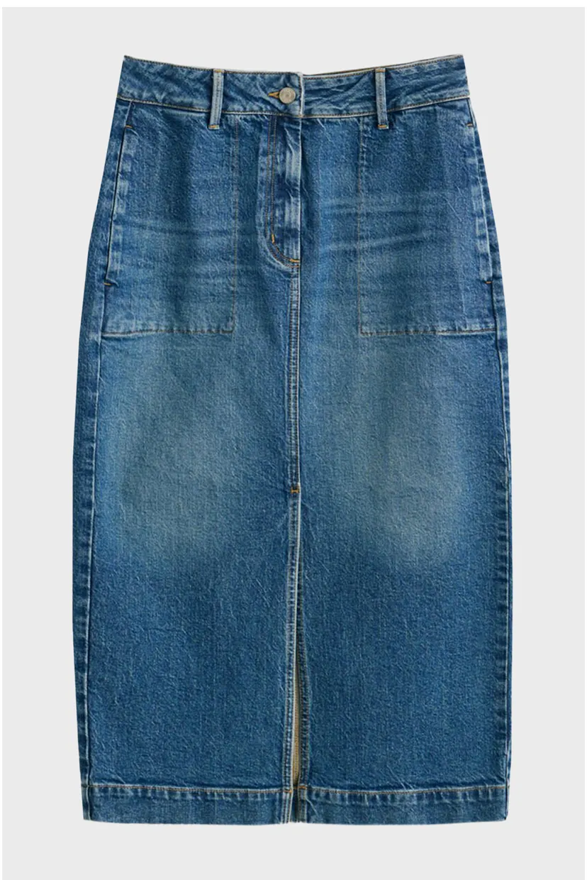 Женская синяя джинсовая юбка DENIM SLIT 7