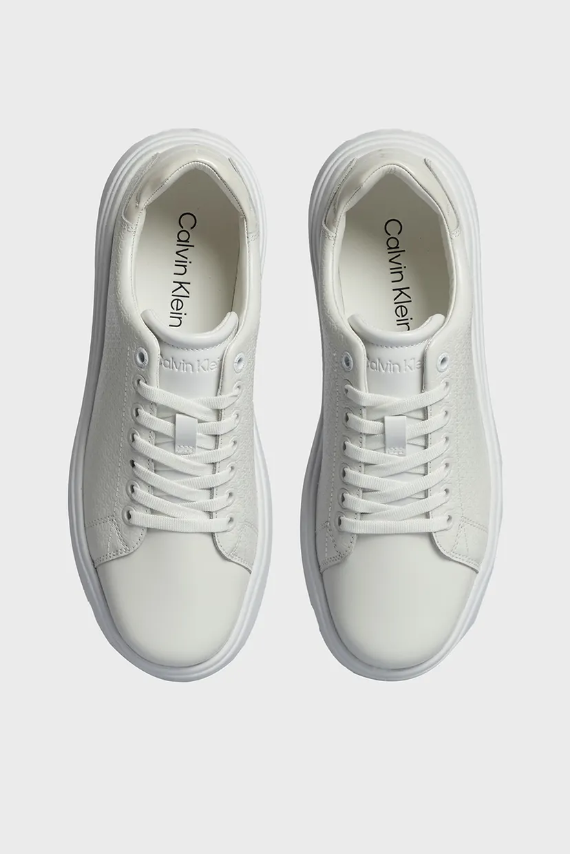 Женские белые кожаные сникерсы RAISED CUPSOLE LACE UP 4