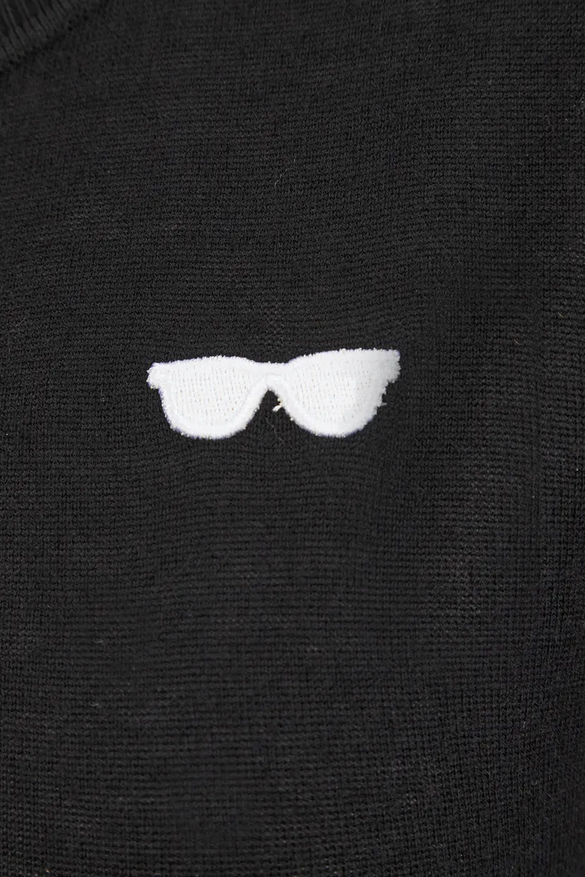 Женский черный шерстяной джемпер EMBROIDERY SUNGLASSES CREWNECK 3