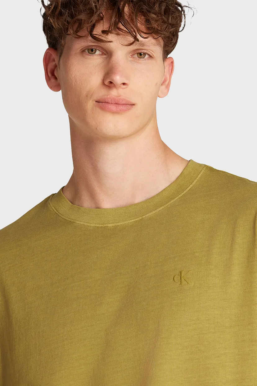 Мужская горчичная футболка WASHED PUFF PRINT 4