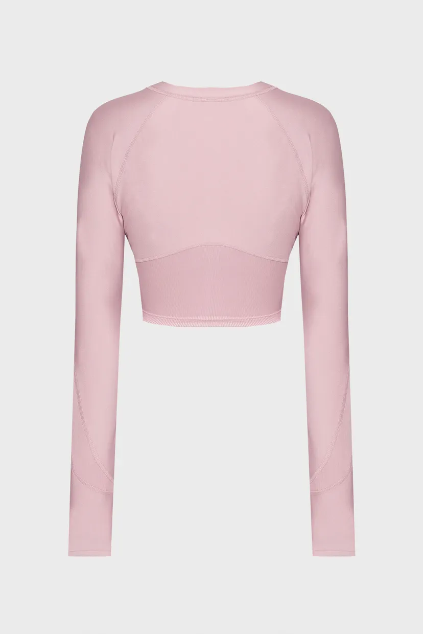 Жіночий рожевий лонгслів UA HG Rib 1/4 Zip 6