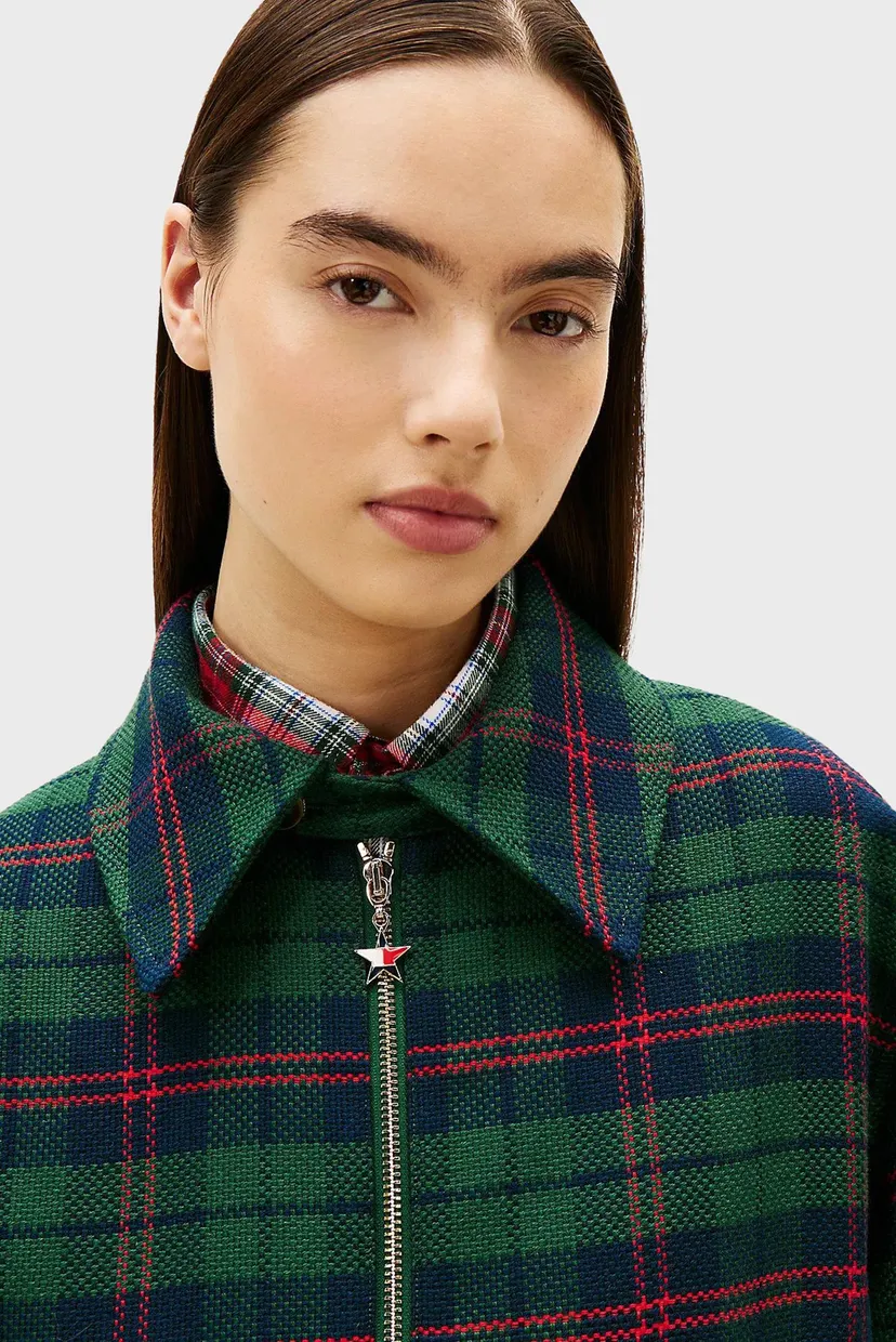 Жіноча зелена картата куртка TOMMY GIRL PADDED TARTAN 4