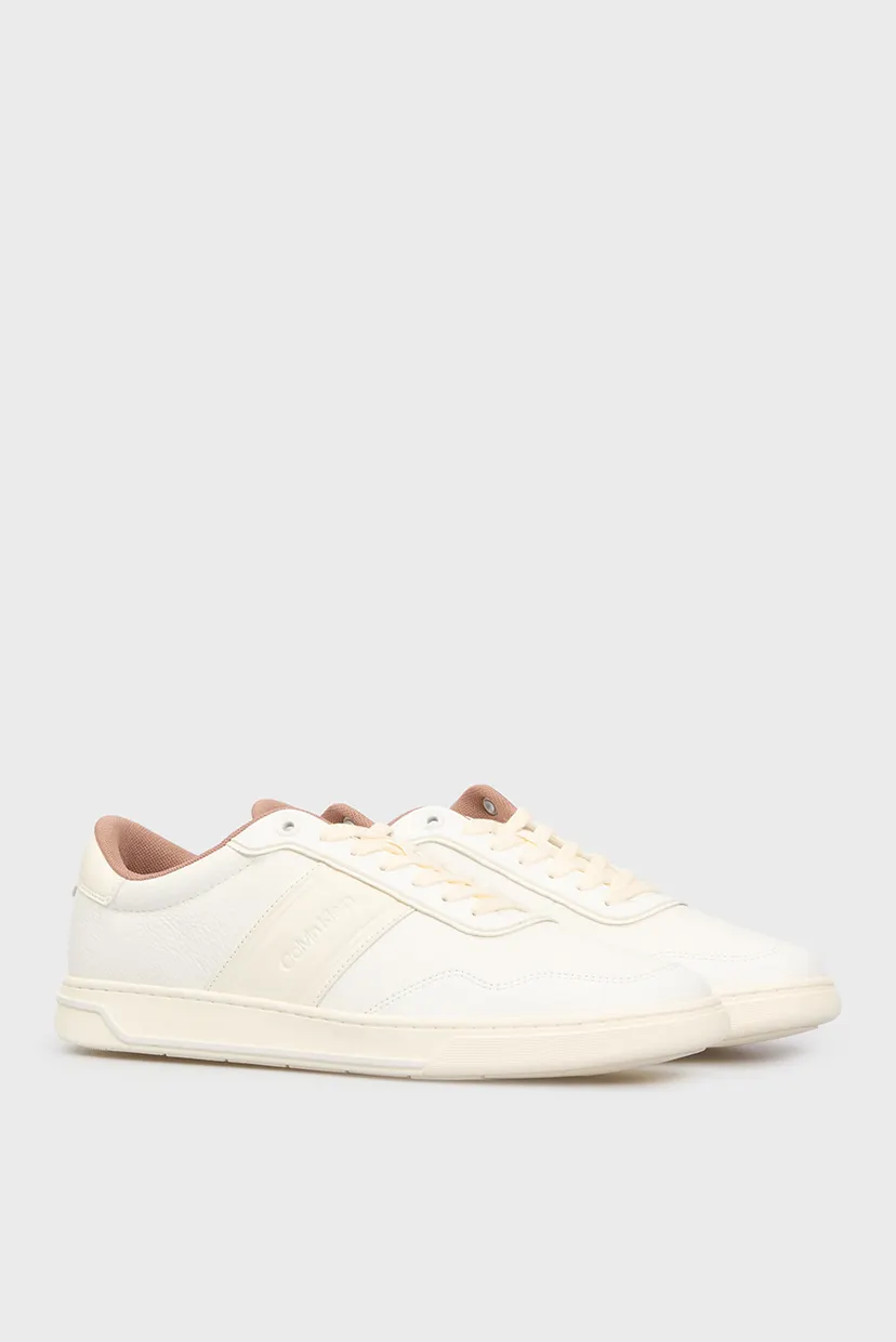 Чоловічі білі шкіряні снікерси LOW TOP LACE UP LOGO 3