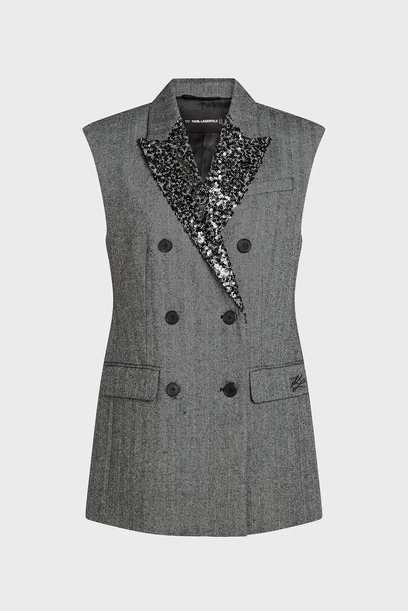 Жіночий сірий жилет з візерунком embellished lapel 5
