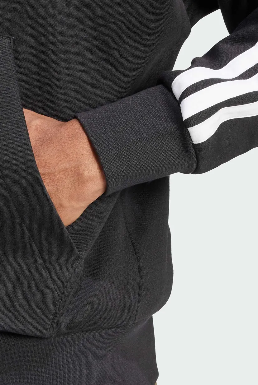 Чоловіче чорне худі Essentials 3-Stripes Fleece 5