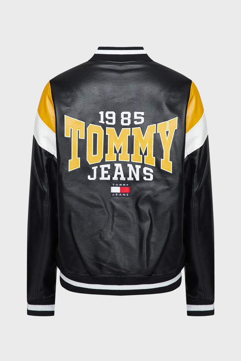 Чоловічий чорний бомбер TJM RLX FAUX LEATHER LETTERMAN 7