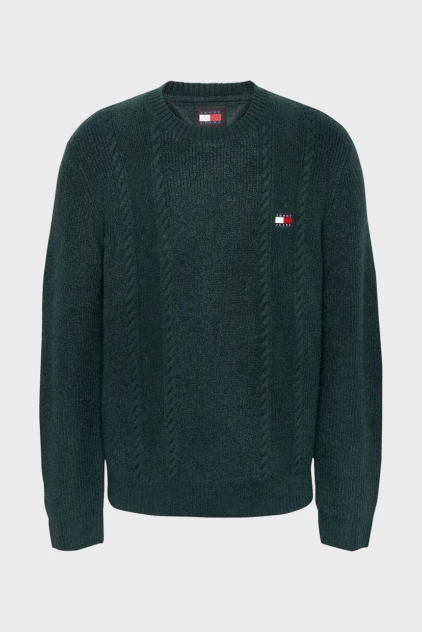 Чоловічий зелений джемпер TJM SLIM CABLE KNIT CNECK 5