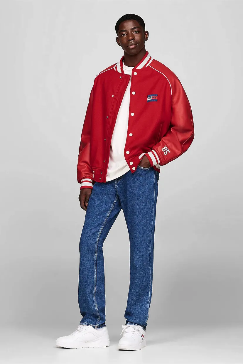 Червоний вовняний бомбер TJCU WOOL VARSITY JACKET (унісекс) 4