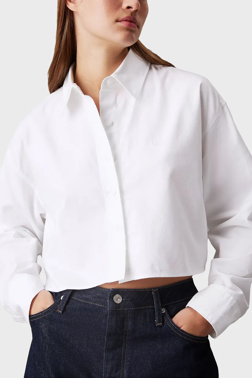 Женская белая рубашка OXFORD LS CROPPED SHIRT 4