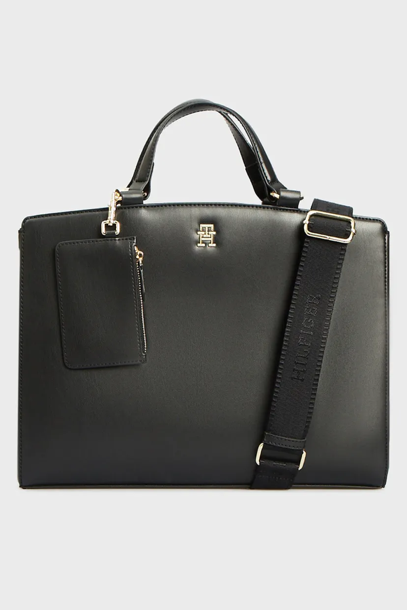 Жіноча чорна сумка TH MONOTYPE SATCHEL 1