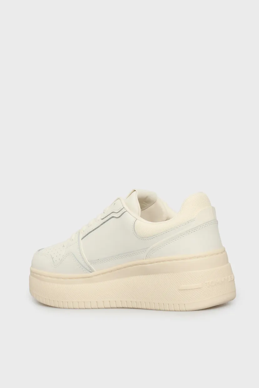 Женские белые кожаные сникерсы RETRO BASKET FLATFORM 5