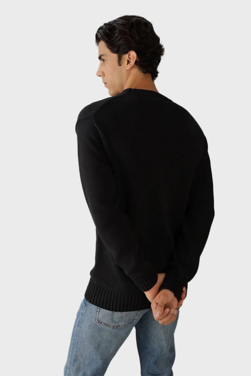 Чоловічий чорний светр CHENILLE MONOLOGO SWEATER 3