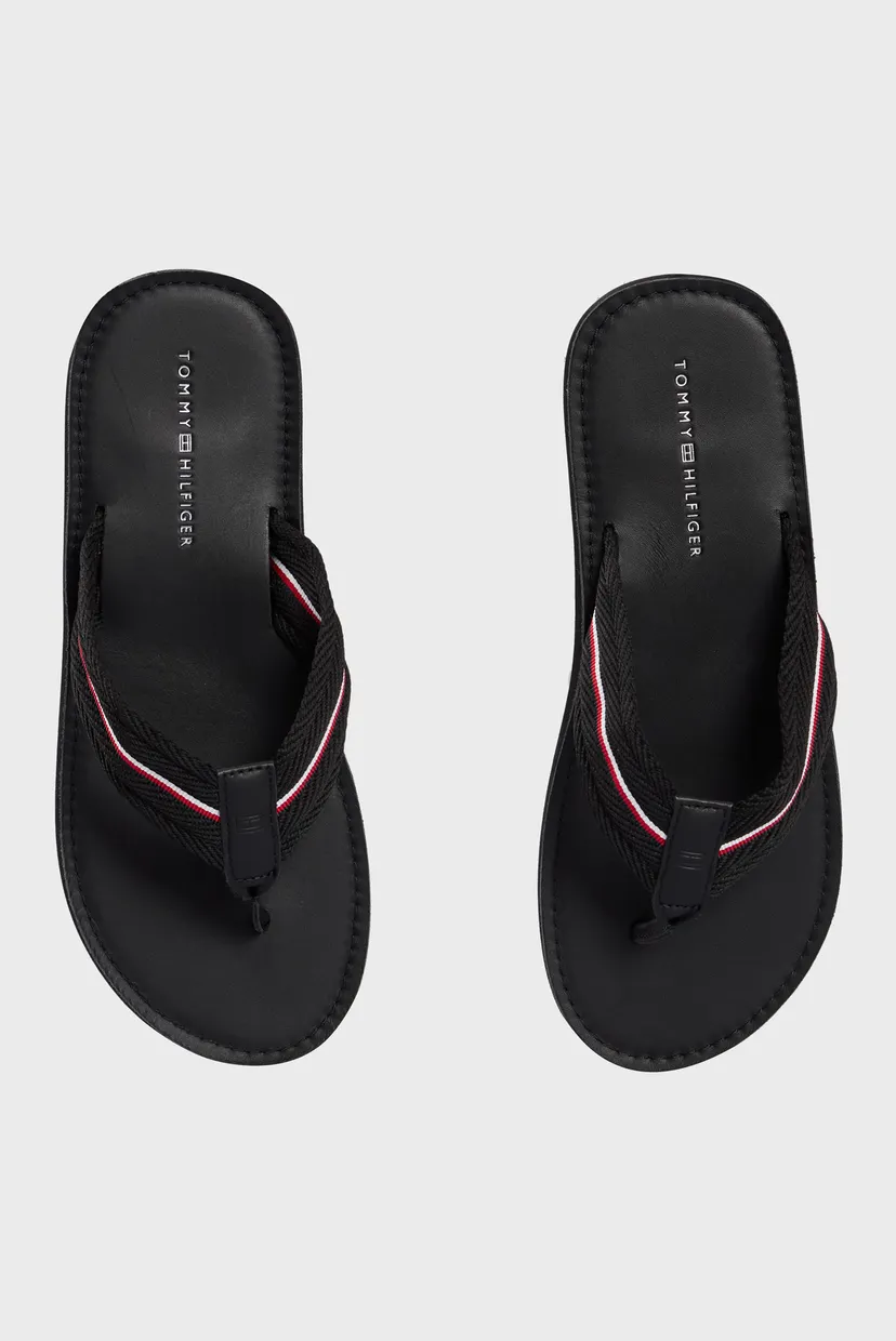 Мужские черные вьетнамки HILFIGER LEATHER BEACH SANDAL 4