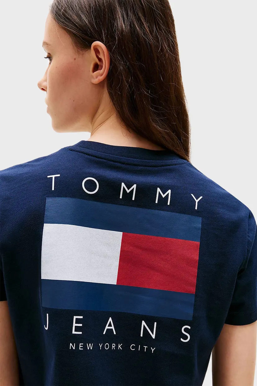 Женская темно-синяя футболка TJW REG SH TOMMY US FLAG SS 4