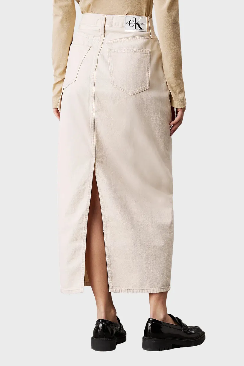 Жіноча бежева джинсова спідниця MAXI SKIRT CARGO POCKETS 3