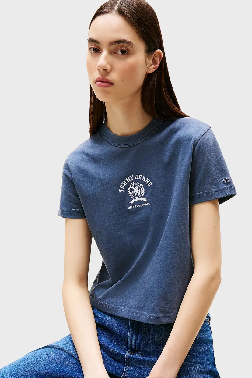 Жіноча темно-синя футболка TJW REG SH VARSITY CREST 4