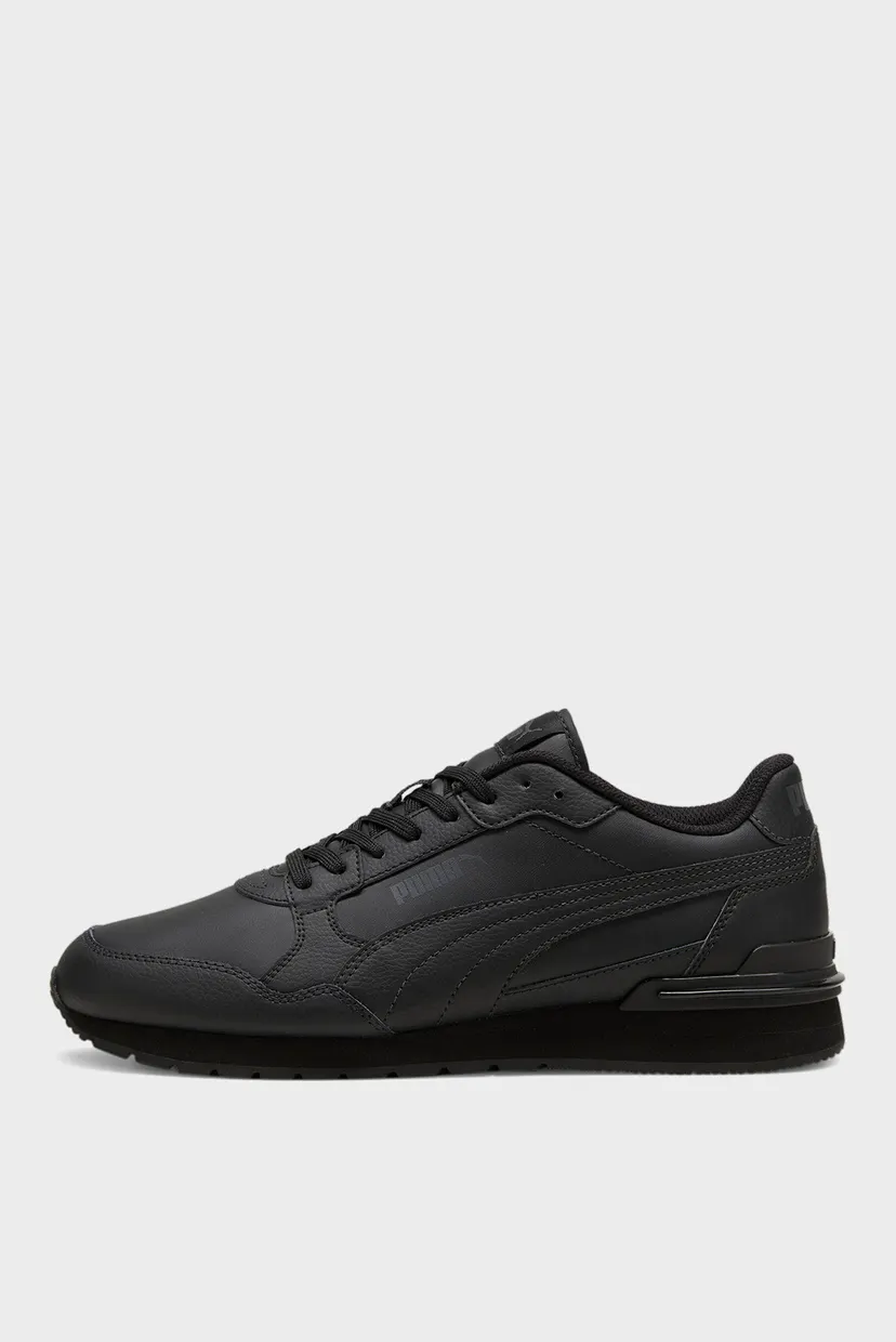 Черные кожаные кроссовки ST Runner v4 Leather Sneakers Unisex 4