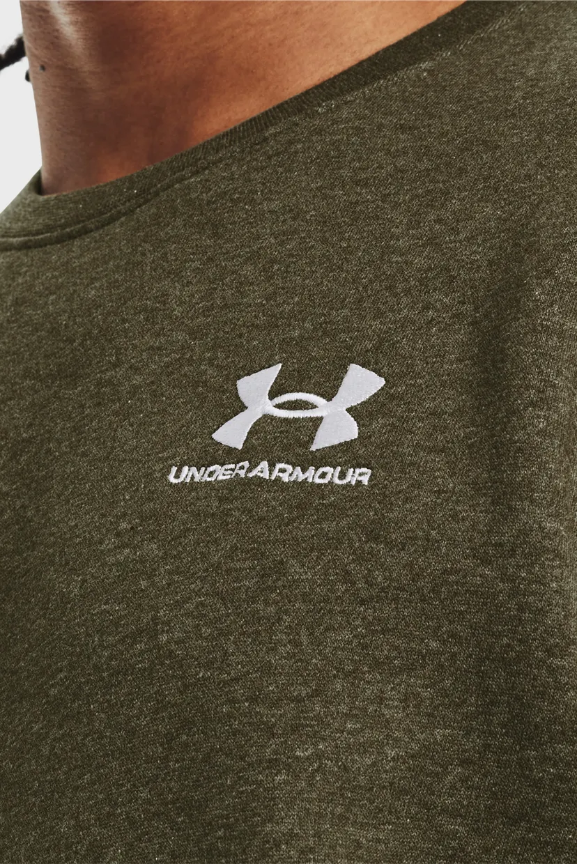 Чоловічий оливковий світшот UA Essential Fleece Crew-GRN 4