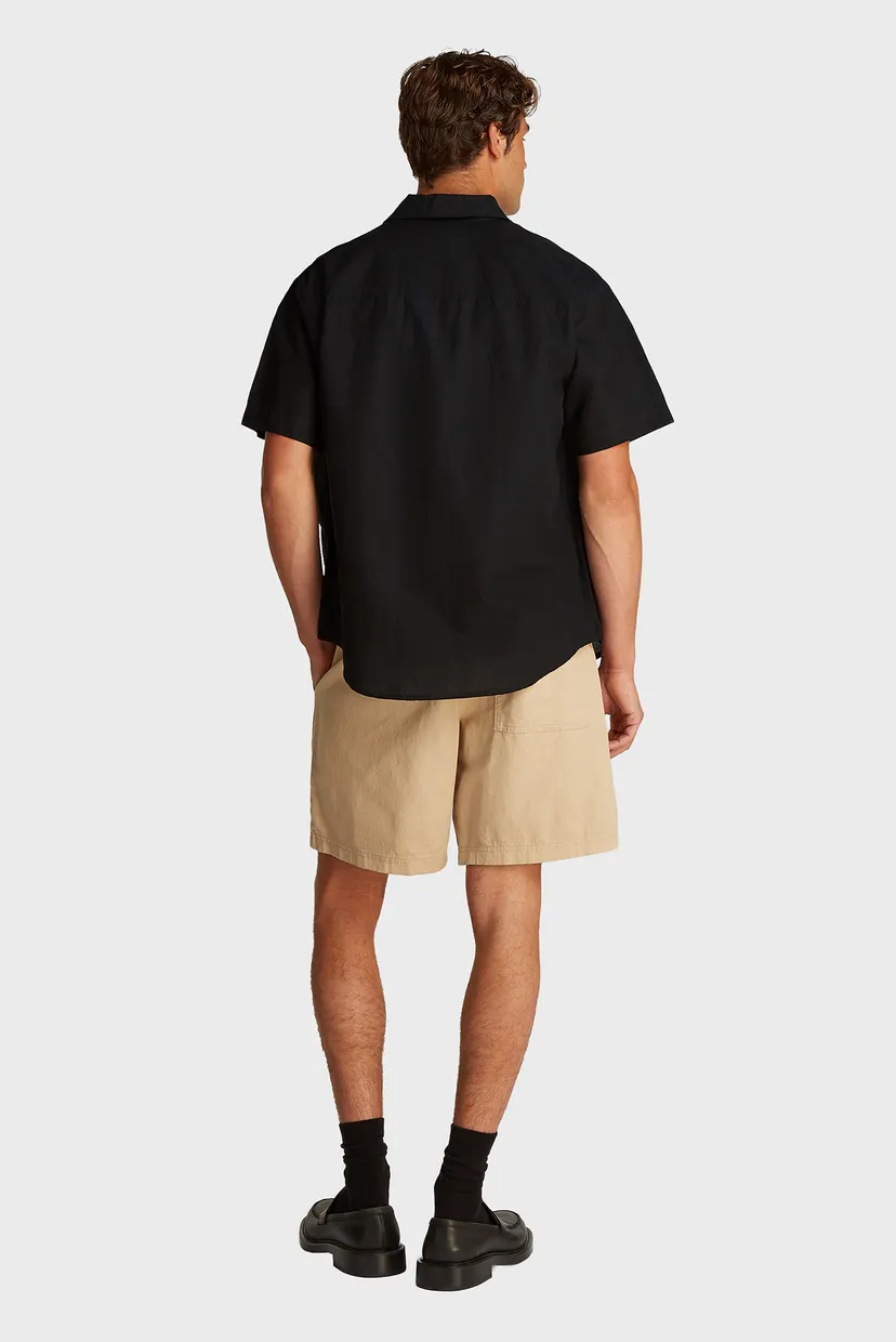 Мужская черная льняная рубашка LINEN COTTON S/S SHIRT 3