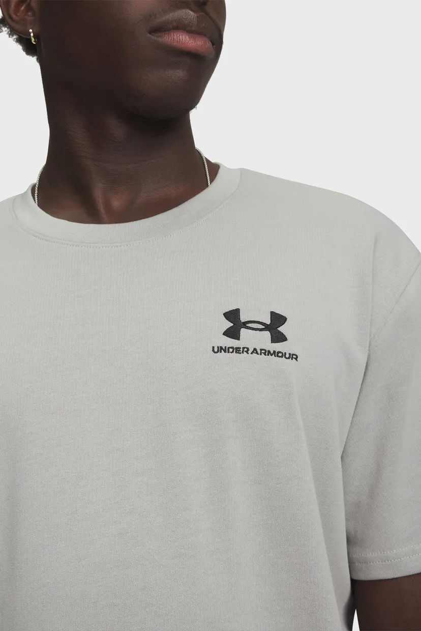 Мужская серая футболка UA M LOGO EMB HEAVYWEIGHT SS-GRY 3