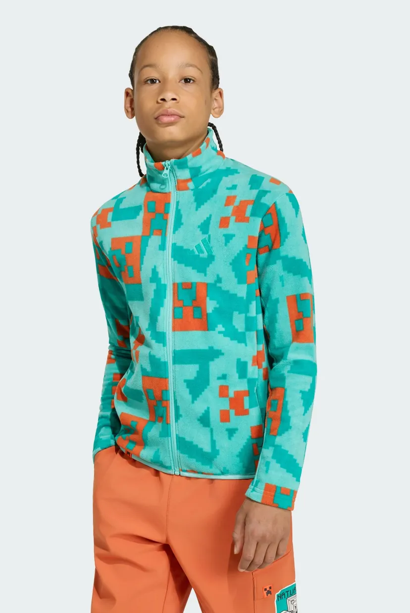 Детская бирюзовая спортивная кофта с узором Adidas Minecraft Terrex CLIMAWARM Full-zip Fleece 4