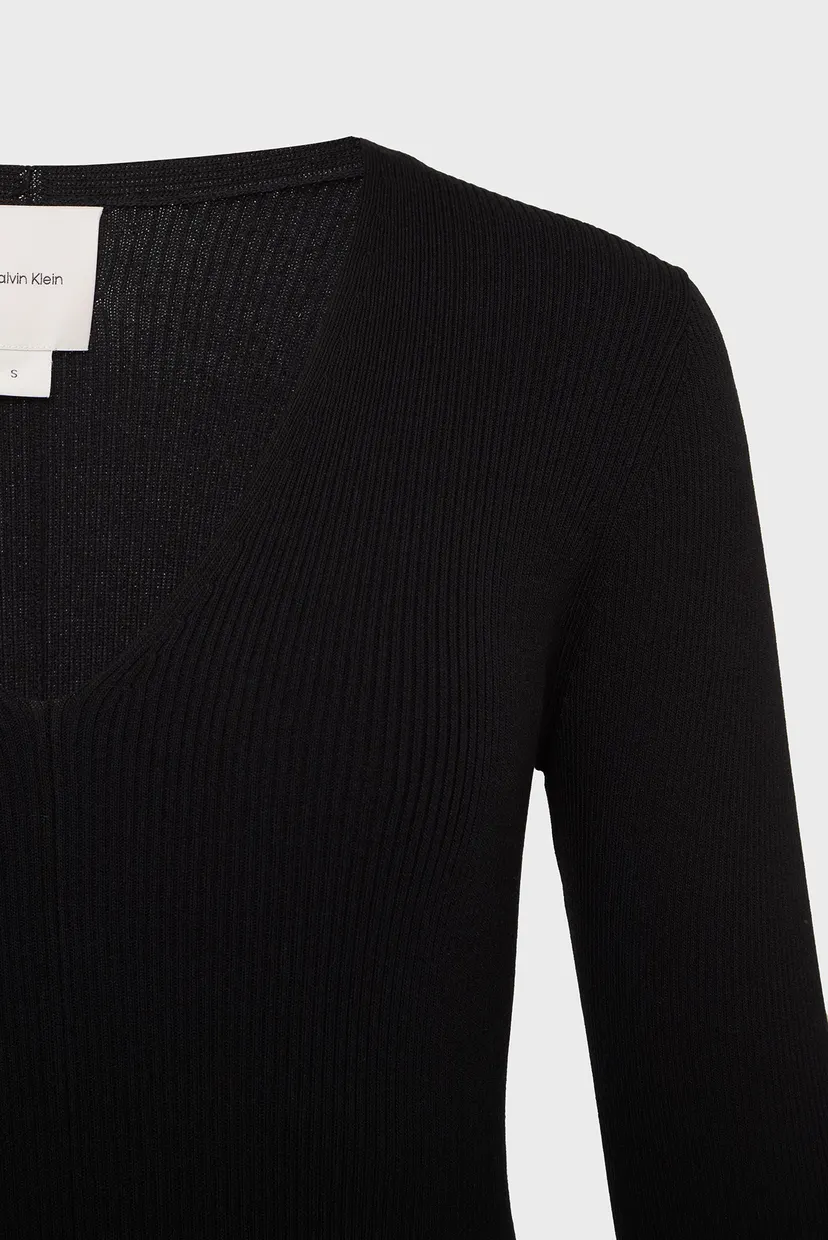 Женское черное платье ICONIC RIB SWEATER DRESS 5