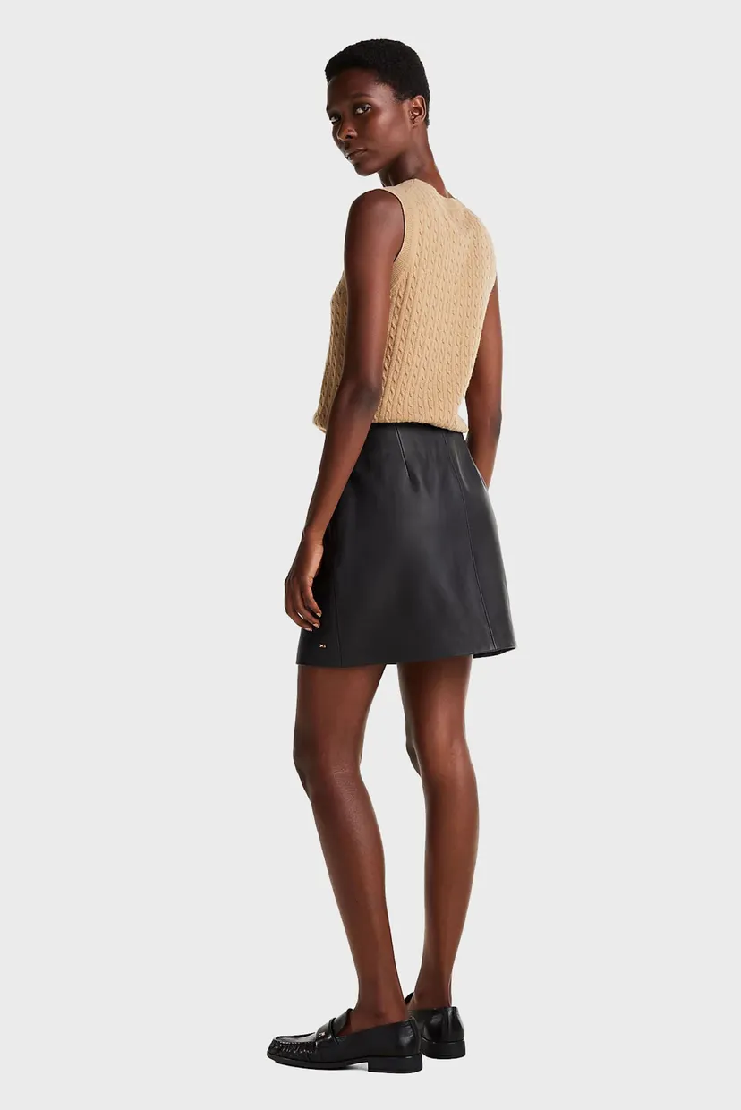 Жіноча чорна шкіряна спідниця LEATHER MINI SKIRT 3