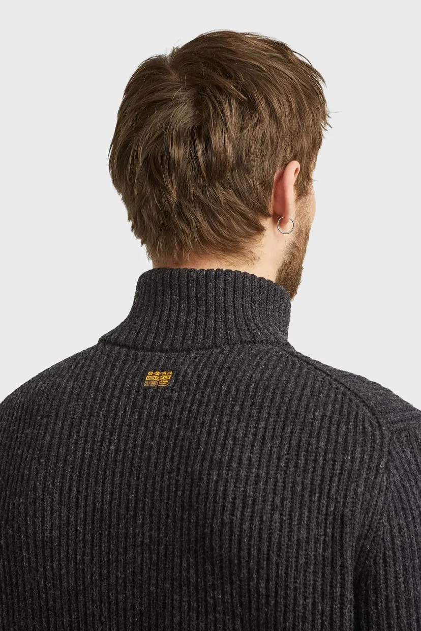 Мужская темно-серая шерстяная кофта Essential half zip knit 5