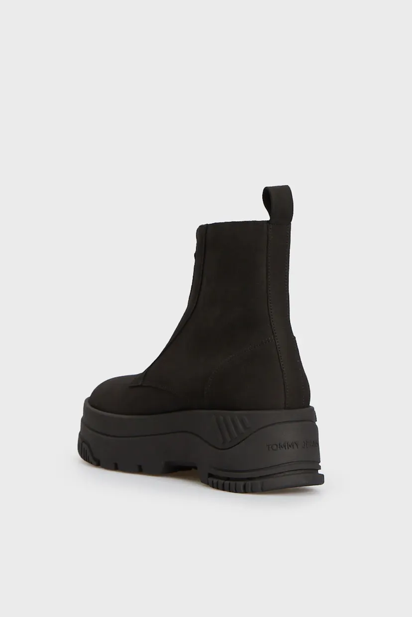 Женские черные нубуковые полусапоги TJW ZIP  UP FLATFORM NUBUCK BOOT 4