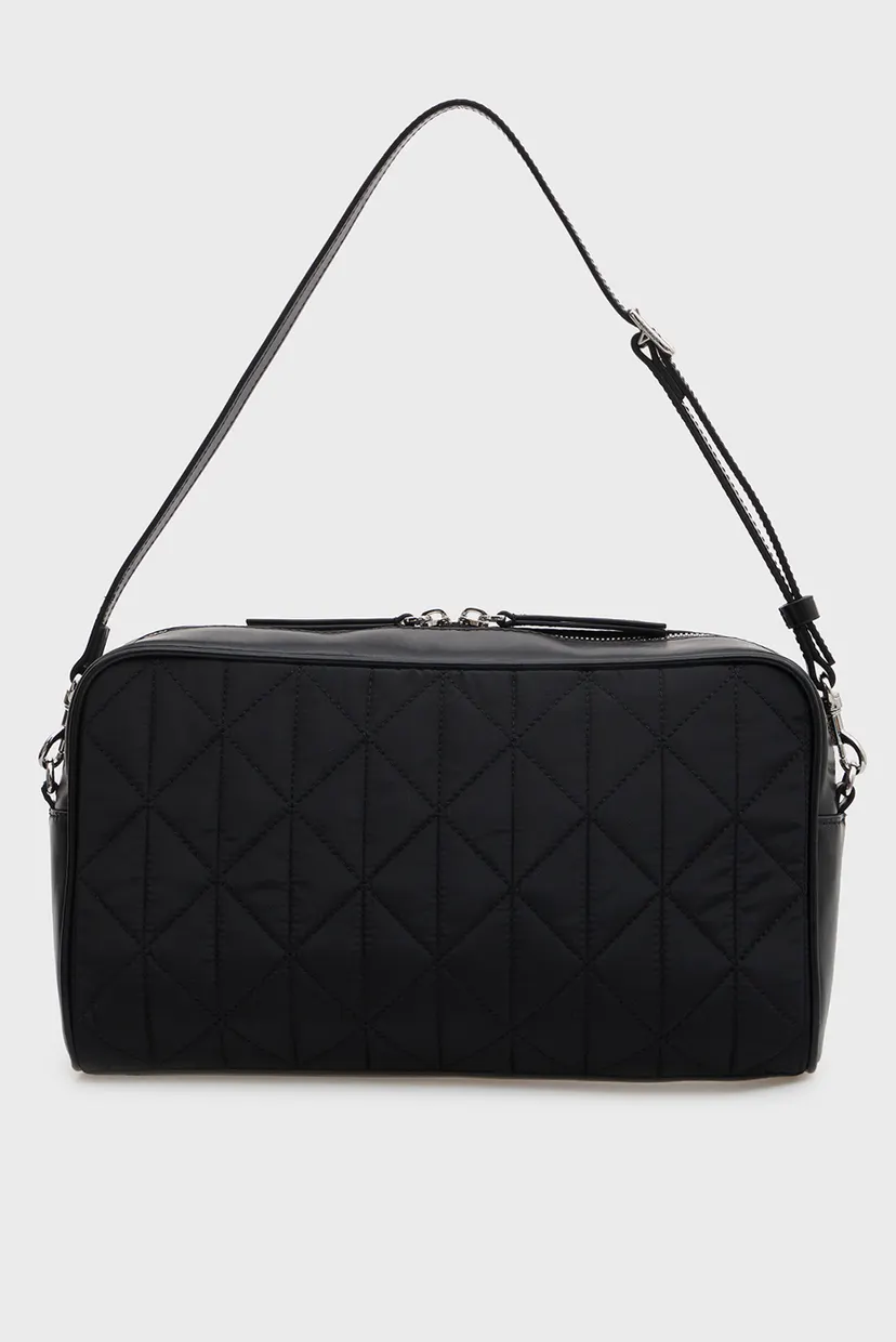 Женская черная сумка QUILTED NYLON 2X STRAP LG 4