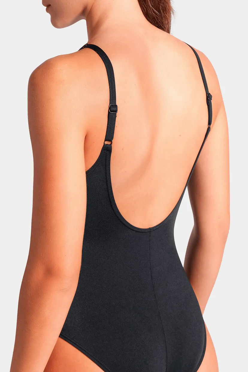 Жіночий чорний купальник з візерунком  RIPPLES SWIMSUIT U BACK B 5