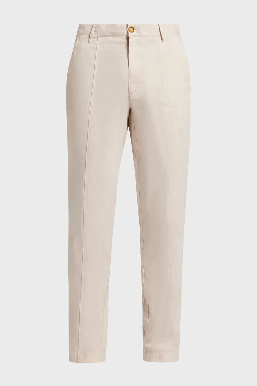 Чоловічі бежеві лляні брюки LINEN FLAT FELLED PANT 3