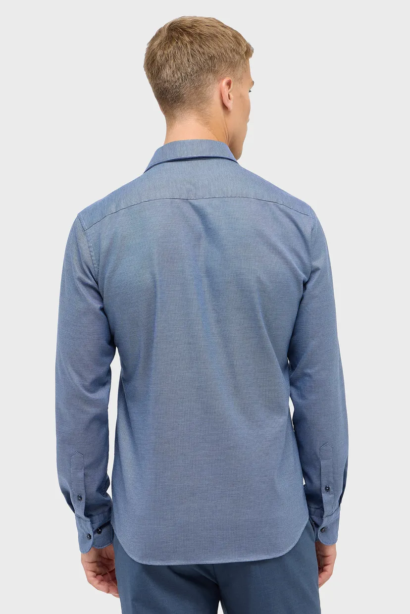 Мужская темно-синяя рубашка с узором SLIM FIT 3