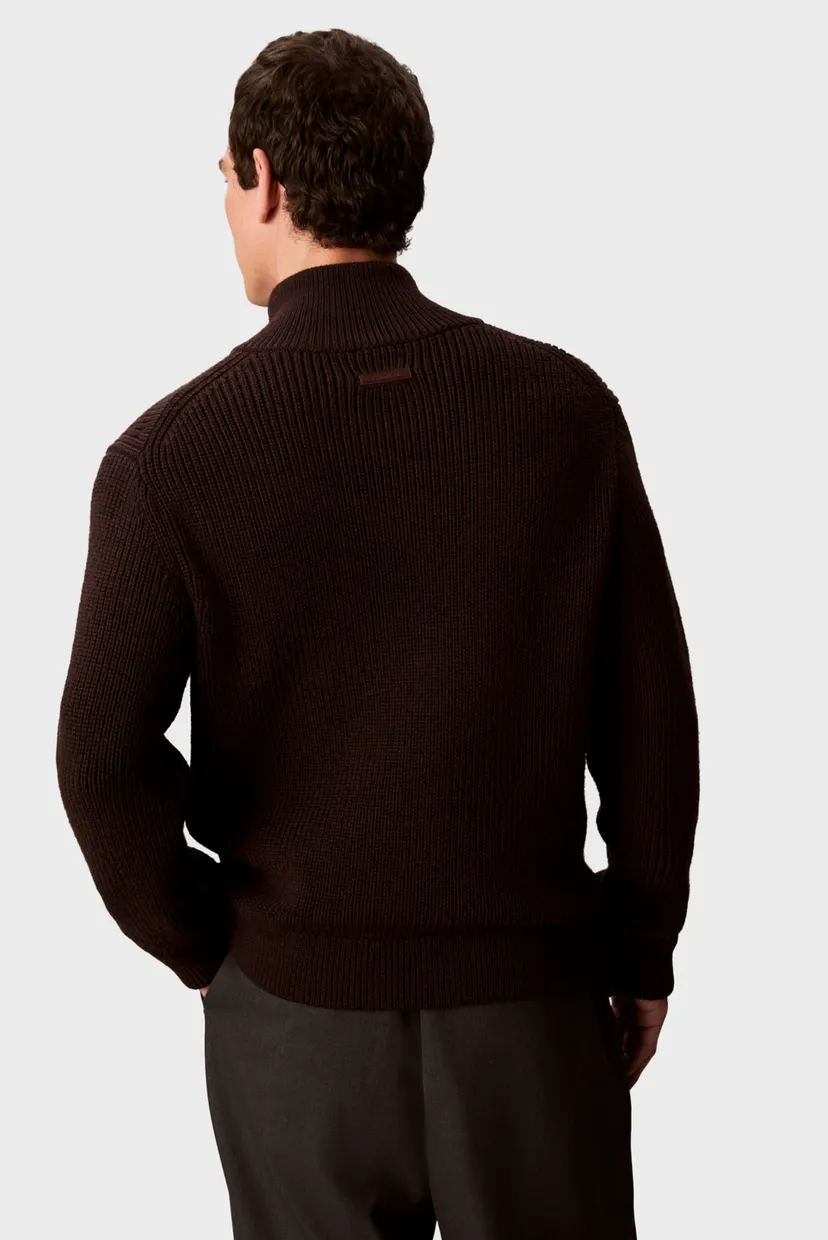 Чоловічий темно-коричневий вовняний кардиган TEXTURE STITCH 3