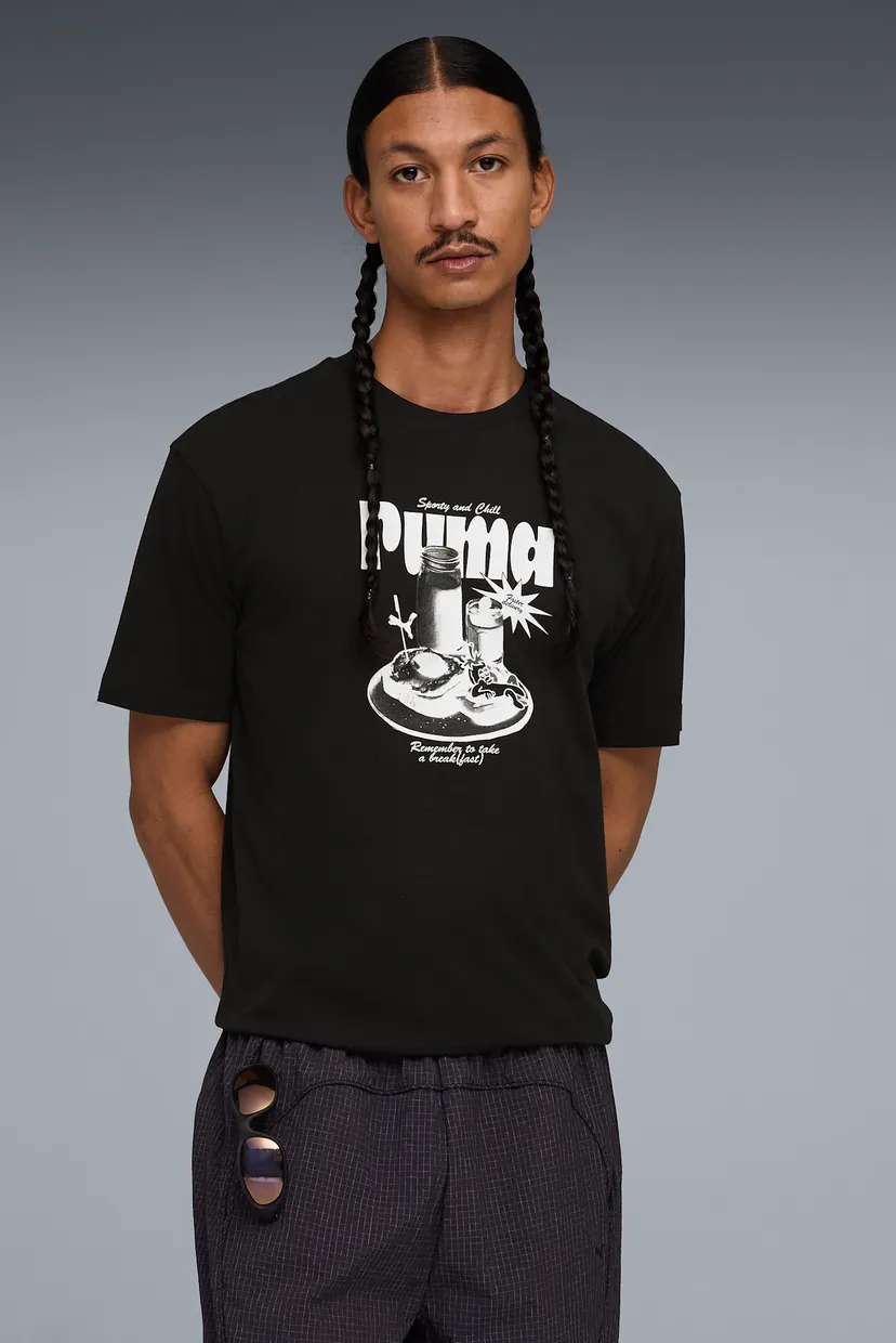Мужская черная футболка Graphic Relaxed Breakfast Tee Men PUMA