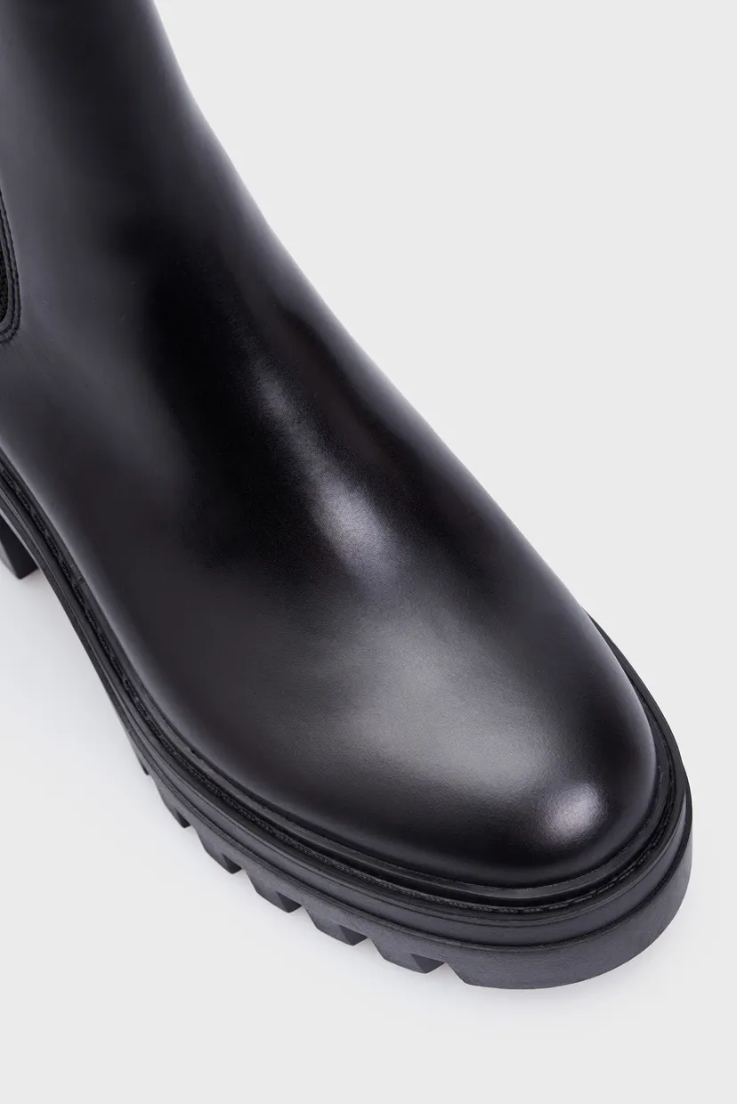 Жіночі чорні шкіряні ботильйони CHUNKY HEELED CHELSEA LTH 4