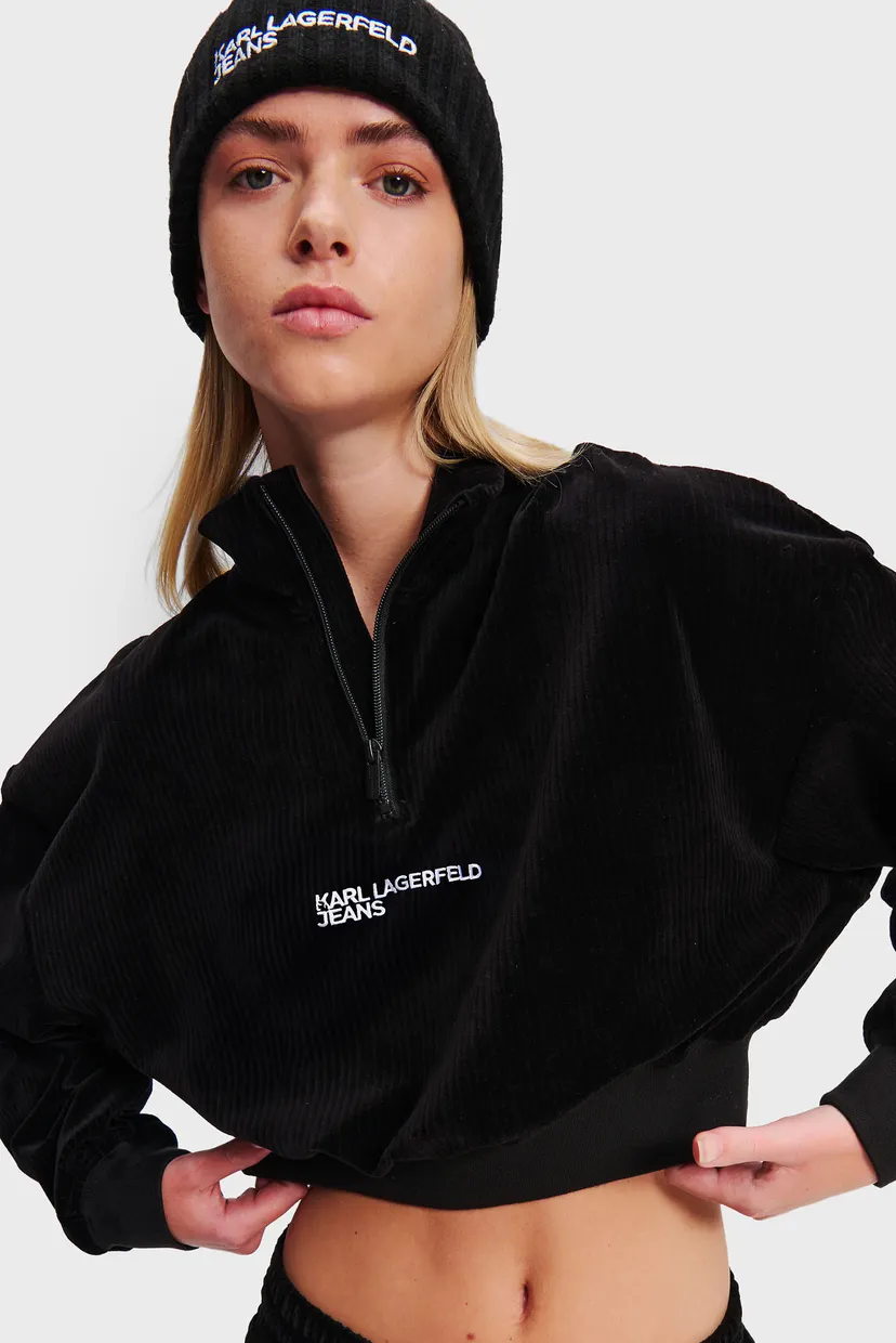 Жіноча чорна спортивна кофта half-zip chord 4