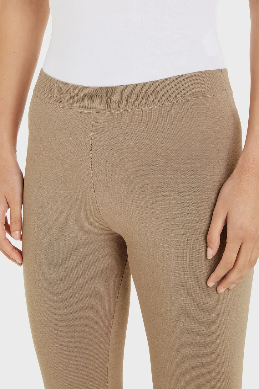 Женские бежевые леггинсы SENSUAL KNIT LOGO 3