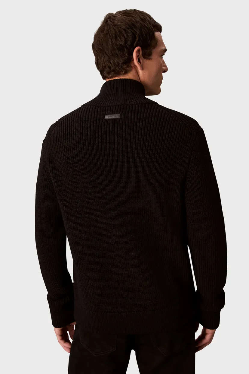 Мужской черный шерстяной кардиган TEXTURE STITCH 3