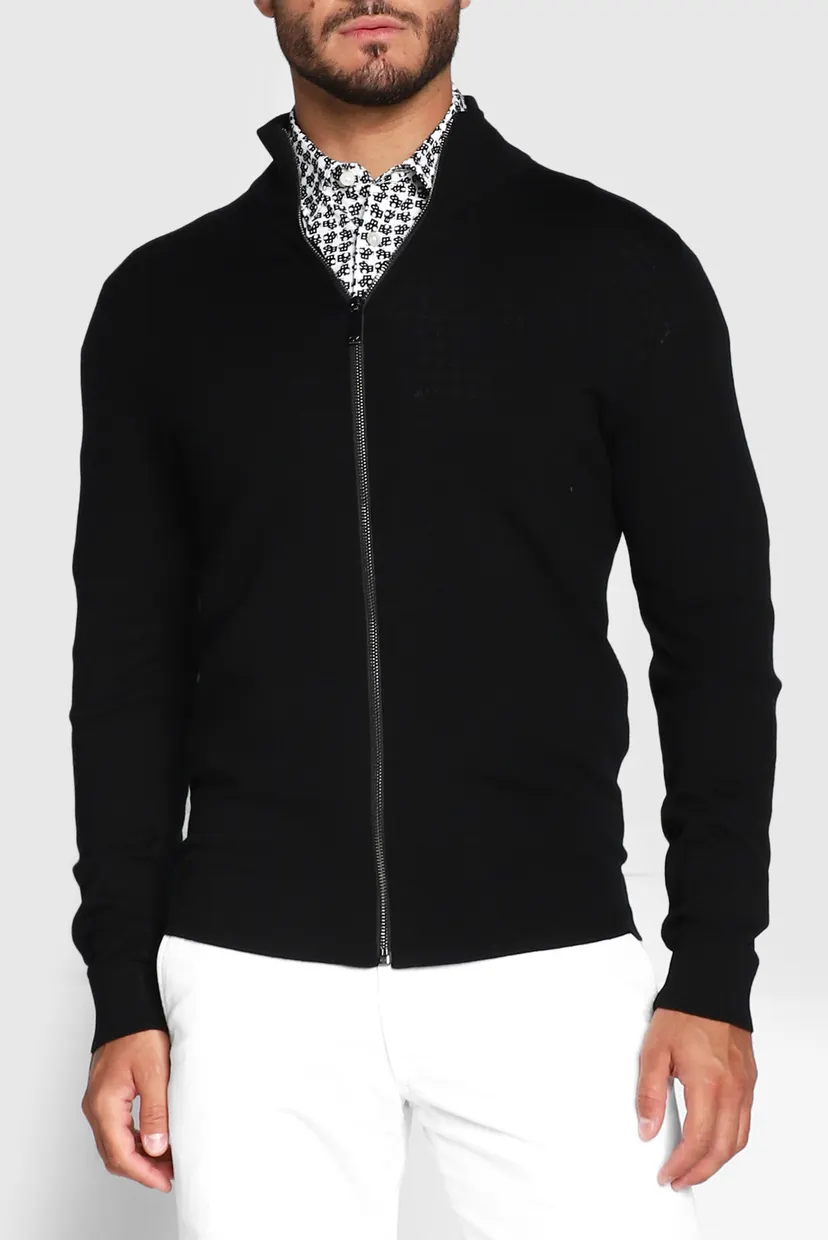 Мужской черный шерстяной кардиган SUPERIOR WOOL ZIP THROUGH JACKET 3