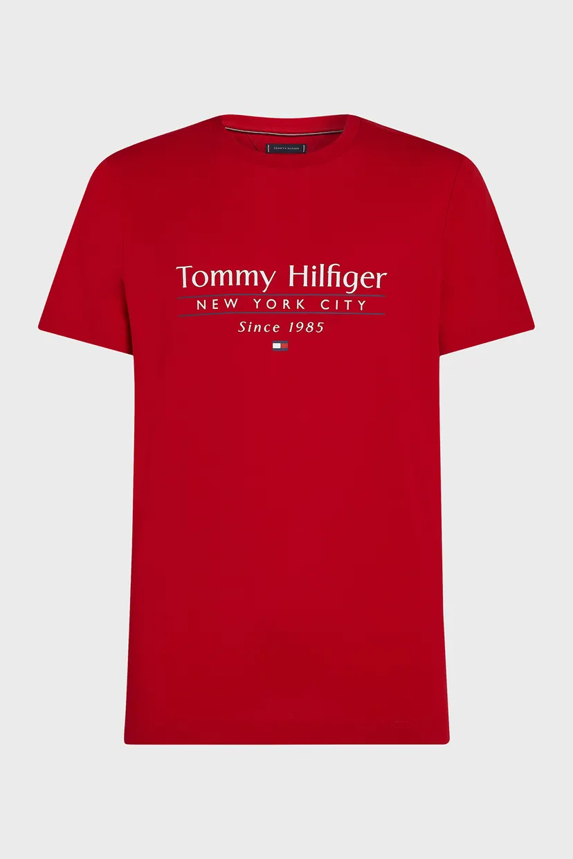 Чоловіча червона футболка HILFIGER CENTER STACK TEE 5