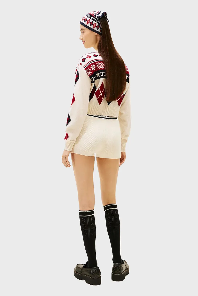 Женские белые шерстяные шорты TOMMY GIRL KNITTED 3